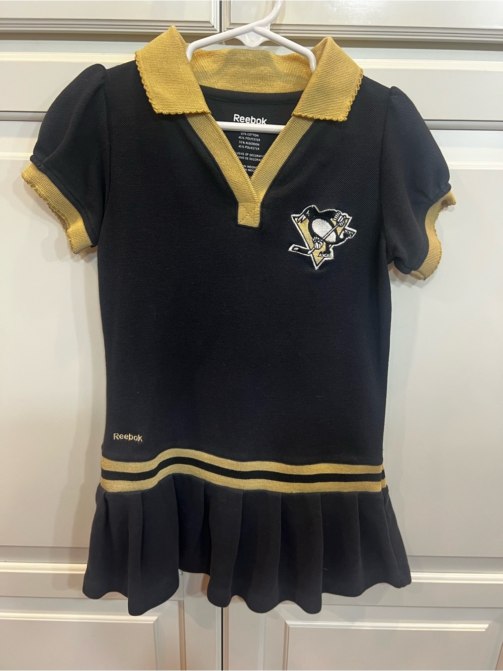 Girls M 5/6 Rare Reebok Pittsburgh Penguins NHL Polo Dress